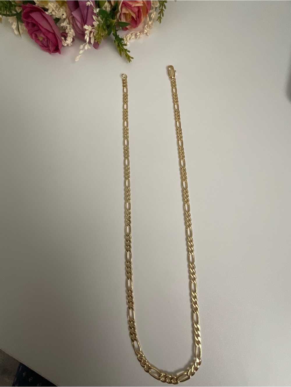 .925 Sterling Silver 14K Gold Plated Figaro Chain Necklace